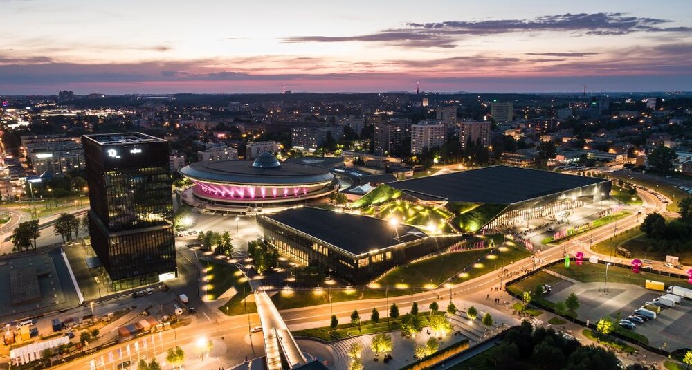 Spodek i Międzynarodowe Centrum Kongresowe w Katowicach