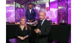 Renata Komarzinska, dyrektor generalna Novotel Kraków Centrum,oraz prowadzący wydarzenie Łukasz Cioch