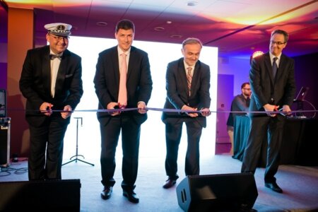 Marek Przeorski, GM Mercure Gdynia Centrum, Gilles Clavie, dyrektor generalny Grupy Hotelowej Orbis, Wojciech Szczurek, prezydent Gdyni, Laurent Picheral, dyrektor generalny Grupy Accor