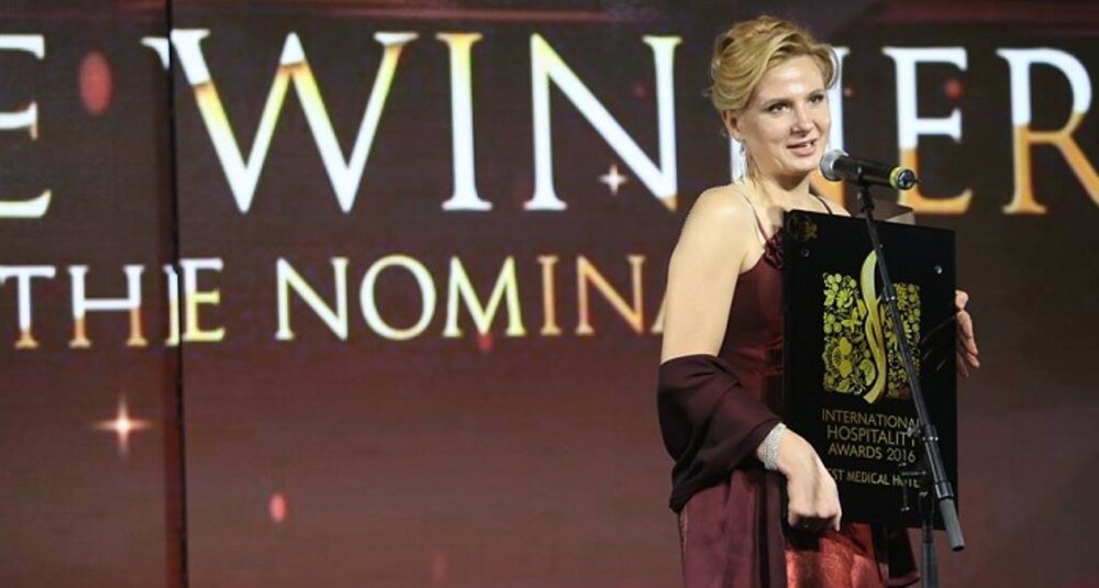Karina Przybyło-Kisielewska, wiceprezes zarządu hotel Bristol Art&Medical Spa podczas gali International Hospitality Awards 2016 w Kijowie